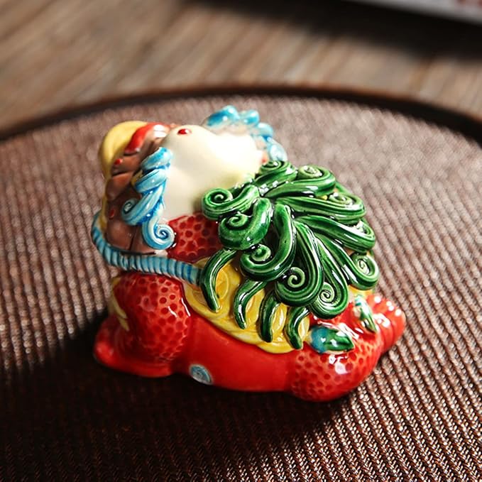 Ceramic Frog Statue Feng Shui Decor Money Toad Good Luck Charms Frog Gifts Decor for Housewarming Congratulatory, Attract Wealth and Good Luck Shelves Home Decor Gifts