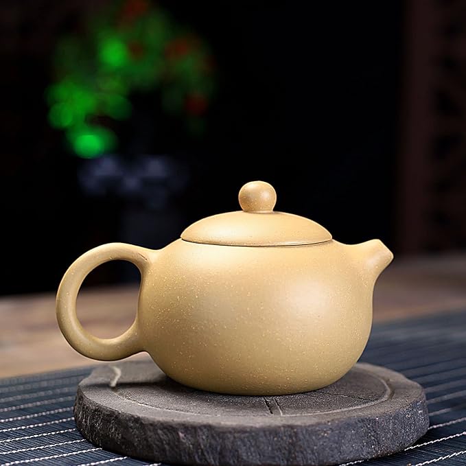 Xishi Teapot 7oz Chinese Zisha Clay Pot Ceramics Purple Sand Mud Kungfu Tea Set Kettle Spherical Filter (Yellow)