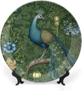 Aqua And Green Chinoiserie Fashion Plates of 6", 7", 9", 10", Personalized Peacock Handmade Decorative Plate, Table Art Decoration Decorations Wedding, with Display Stand And Hook Up