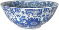 Red Lantern 14" Floral Blue & White Porcelain Bowl Vase for Centerpiece in Kitchen Dining Living Room Bedroom with Boho Eclectic Modern Contemporary Classic Traditional Style Decor