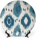 Plates Ceramic Blue Ikat Customize Decor for Club Housewarming Gifts Art Decoration Home Chinese Plates with Display Stand And Hook Up, Multi Sizes by Choosing, Gifts for Men Women