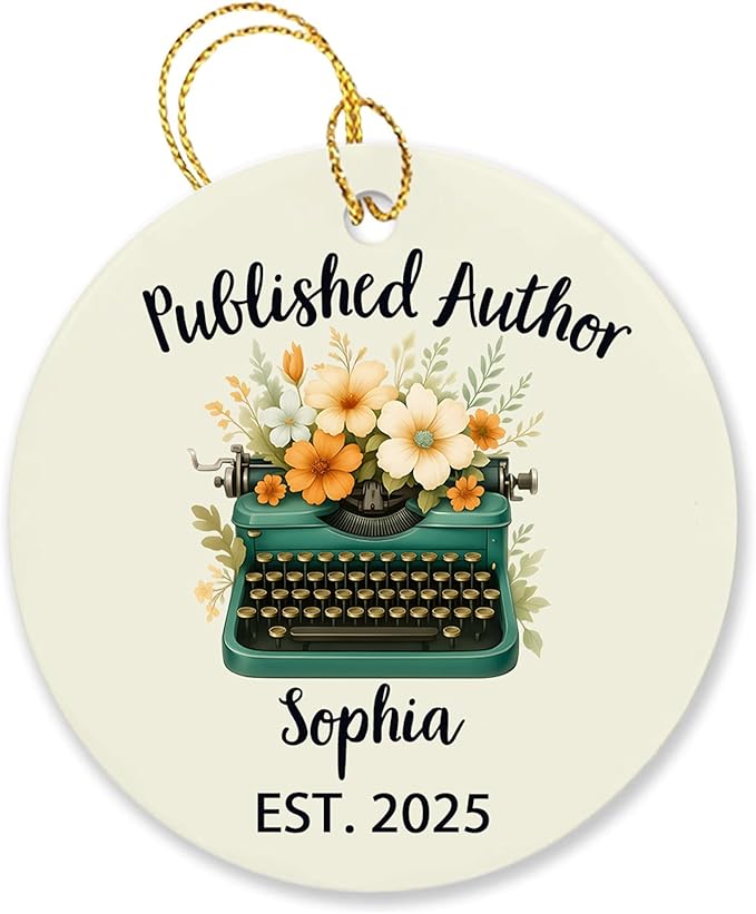 SODAVA Personalized Published Author Xmas Ornament, Future Bestselling Author Ceramic Ornament, Gift for Writers, Poets, and Book Lovers