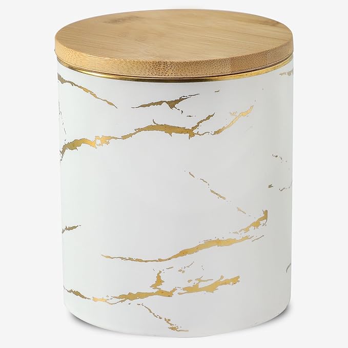 Food Storage Jar Strong Ceramic Storage Canisters with Airtight Seal Bamboo Lid Modern Design Seal Damp-Proof Kitchen Jar for Coffee, Tea,coffee