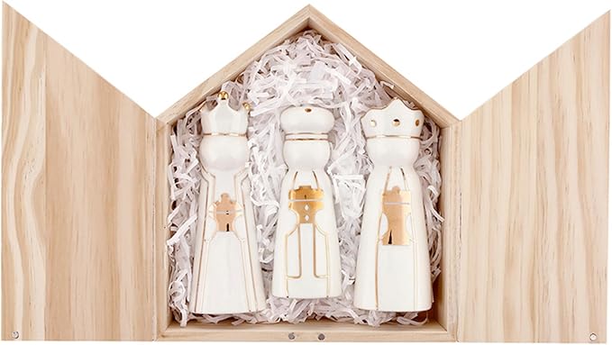 Santa Barbara Design Studio Christmas Figurines - Ceramic Holiday Figures in Keepsake Display Box, Set of 3, 3-Kings - Large