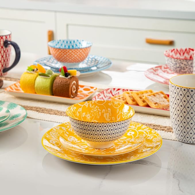 Ceramic Dessert Plates Set - 6 Inch Mini Appetizer Plates for Kitchen - Small Salad Plate for Cake Snacks Side Dish,Gift, Microwave Dishwasher Safe, Assorted Colors