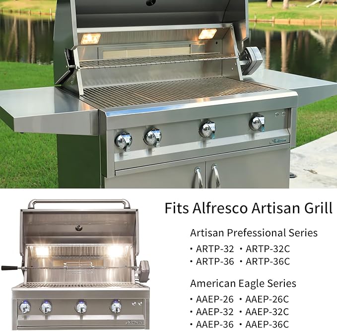 510-1025 Briquette Tray for Alfresco Artisan ARTP-32 ARTP-36 BBQ Replacement Parts for Alfresco Artisan Grill Parts AAEP-26 AAEP-32 AAEP-36 Heat Plate Flame Tamer with 20 Ceramic Briquettes