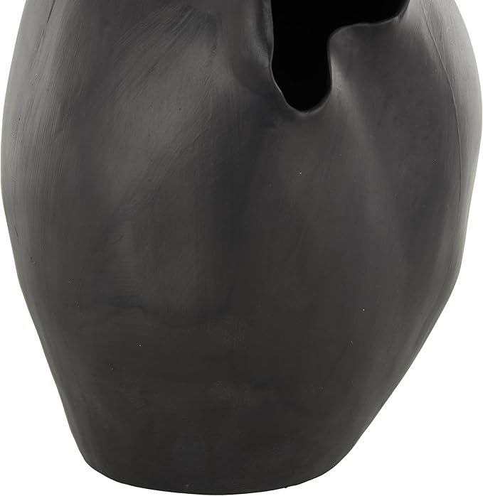 Deco 79 Ceramic Abstract Decorative Vase Floral Inspired Centerpiece Vase with Wavy Edge, Flower Vase for Home Decoration 10" x 8" x 16", Black