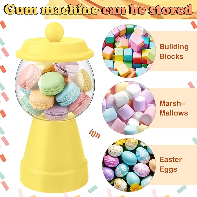 Thyle 27 oz Plastic Candy Jar with Lid Ceramic Candy Jar Food Storage Container for Easter Wedding Party Centerpieces DIY Gifts Game Table Ornament Holder Treats(Baby Yellow)