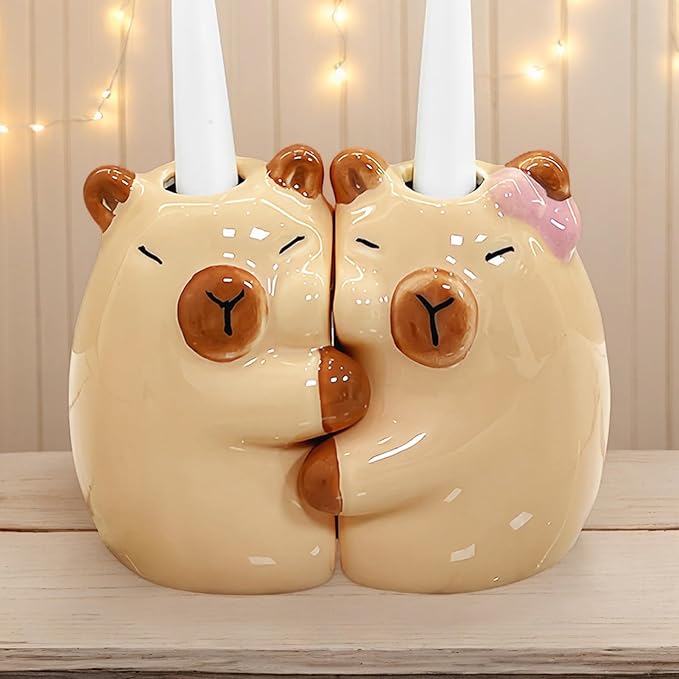 Toothbrush Holder - Creative Ceramic Hugging Capybara Brush Stand, Anti-Slip Cute Toothbrush Rack | Cartoon Capybara Pencil Container, Space-Saving Animal Holder for Vanity, Restroom, Desk