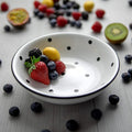City to Cottage Handmade White And Black Pottery Polka Dot Glazed 7.3inch/18.5cm, 14oz/400ml Salad, Pasta, Fruit, Cereal, Soup Bowl | Unique Ceramic Dinnerware, Housewarming Gift