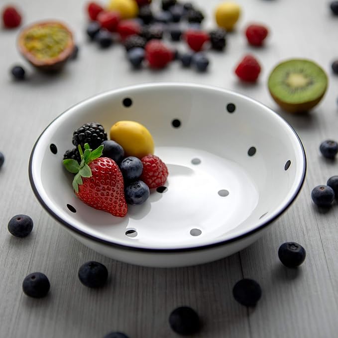 City to Cottage Handmade White And Black Pottery Polka Dot Glazed 7.3inch/18.5cm, 14oz/400ml Salad, Pasta, Fruit, Cereal, Soup Bowl | Unique Ceramic Dinnerware, Housewarming Gift
