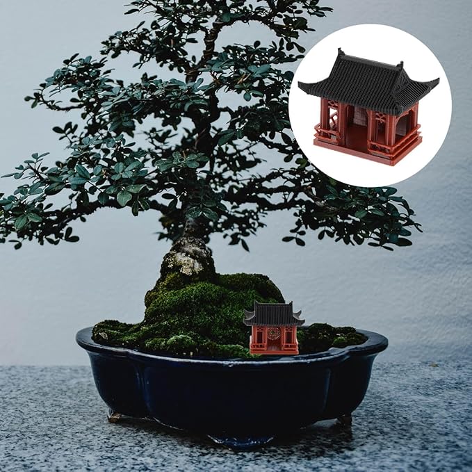 PRETYZOOM Miniature Pavilion Ornament Asian Style Pagoda Sculpture for Bonsai Gardens Tabletop Decor Zen Garden Accessories for Fish Tanks and Miniature Landscapes