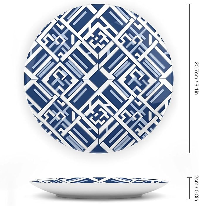 Navy Blue Geometric China Plates for Display Club Table Supplies Wall Display Holiday Party Decorations Custom Gifts for Men Women Halloween, 6", 7", 9", 10"
