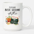 Future Best Author White Coffee Mug 11 Oz 15 Oz, Personalized Selling Author Writer Ceramic Coffee Cup Gifts For Birthday Anniversary, Custom Name Best Future Author Teacup, Typewriter Mug Cup Gift