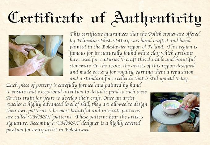 Polmedia Polish Pottery Rectangular Baker UNIKAT - Brilliant Butterfly Popp Pattern Handmade in Boleslawiec Poland by Ceramika Bona + Certificate of Authenticity