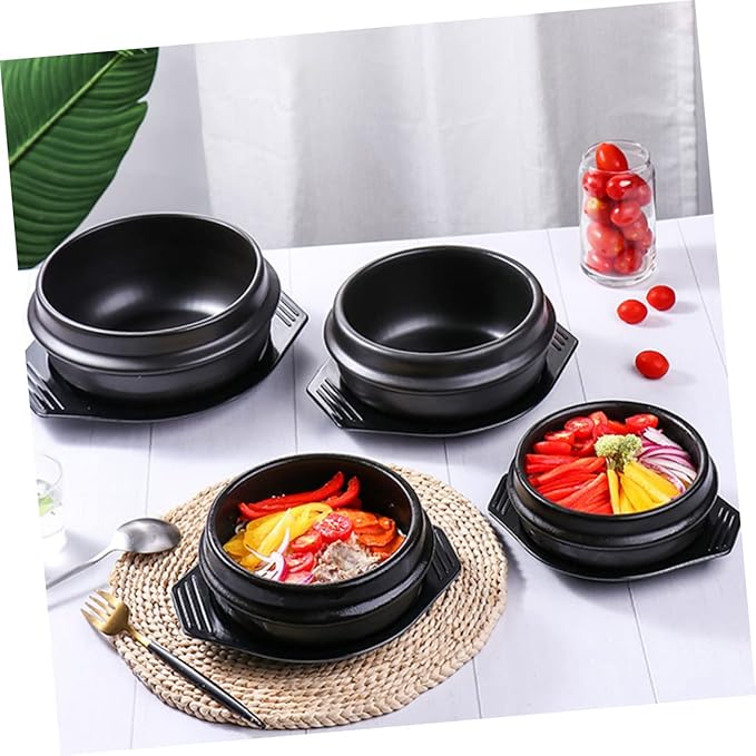 Amosfun Korean Stone Pot for Cooking Multi-functional Ceramic Casserole Dish Household Cooking Pot for Stews and Rice for Home and Restaurant Use