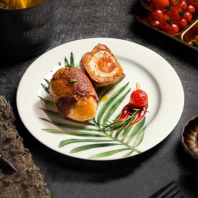 IQCWOOD 6.5 Inch Porcelain Plate, White Dessert Plates Set of 6, Ceramic Salad Appetizer Plate for Christmas party and Dinner