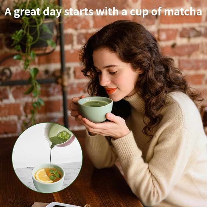 12 Pcs Matcha Whisk Set - Matcha Set Includes Ceramics Matcha Bowl and Cup, Matcha Kit for Ceremony Making Tools, Gift for Family/Friend （Gradient pink）