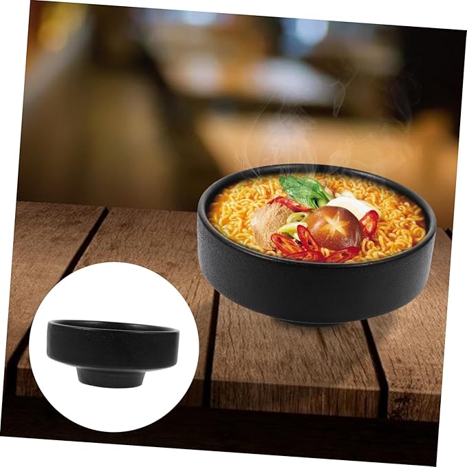 Ceramic Frosted Ramen Bowl High Footed Soup Container for Instant Noodles Salad and Food Storage Household Deep Porcelain Bowl