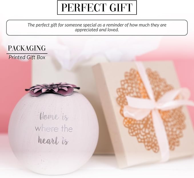 Pavilion Gift Company - 5” Home Terracotta Candle Holder, Tealight Candle Holder Home Decor, House Warming Presents for New Home, New Apartment Gifts for Women, 1 Count, White/Pink