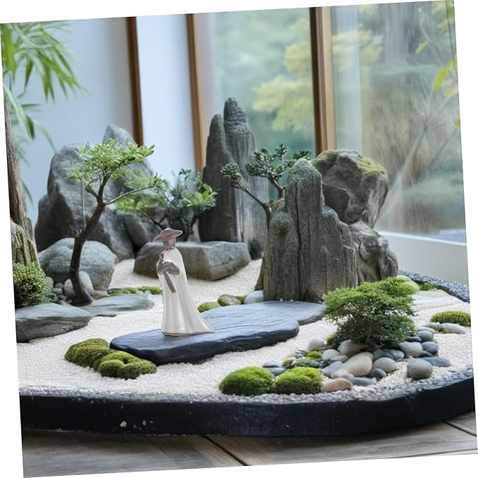 Japanese Samurai Figurine for Home Decor Ceramic Miniature Sculpture Zen Garden Decoration for Bonsai and Asian Garden Statues