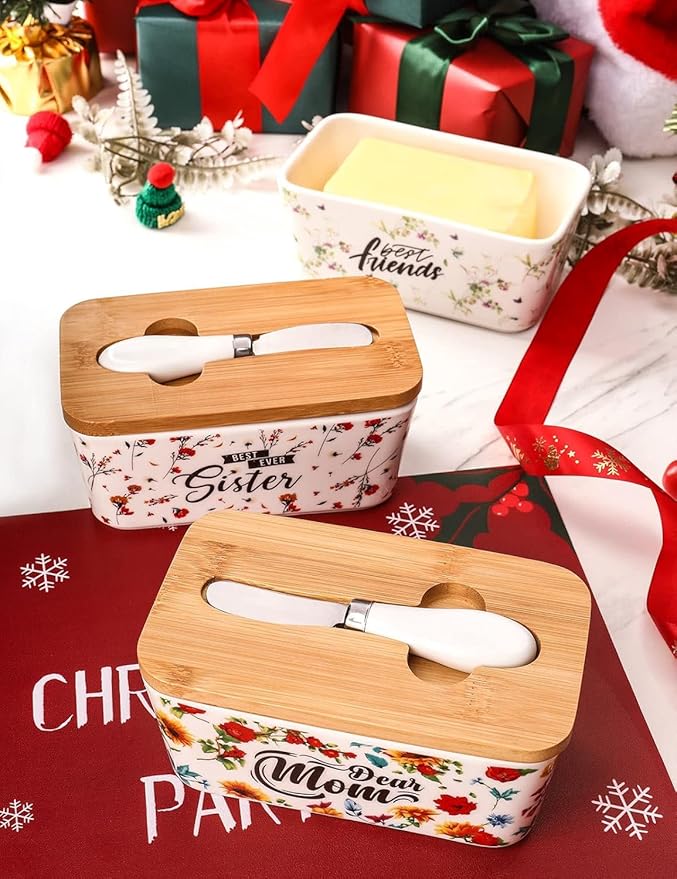 Gifts for Mom Birthday Gifts for Women Dear Mom Thanksgiving Christmas Birthday Mothers Day Gifts for Mom Butter Dish with Lid