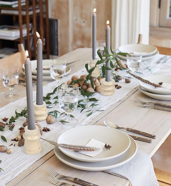 Vixdonos Natural Stone Candle Holder Set of 3 Taper Candle Candlestick Mantle Candle Stand for Home Decor,Wedding,Party and Table Centerpieces(White)