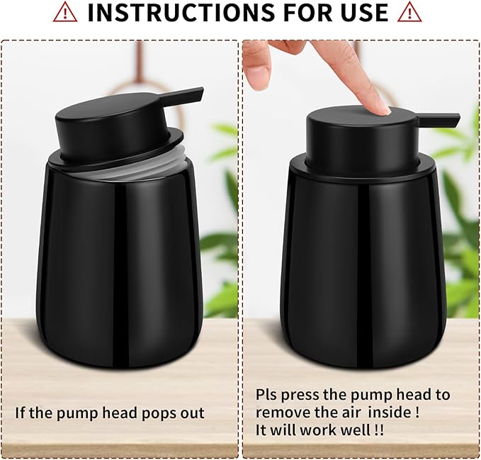 Soap Foaming Dispenser Ceramic with Easy-to-Press Pump Hand Foam Dispenser for Shampoo Bathroom Kitchen 12 oz