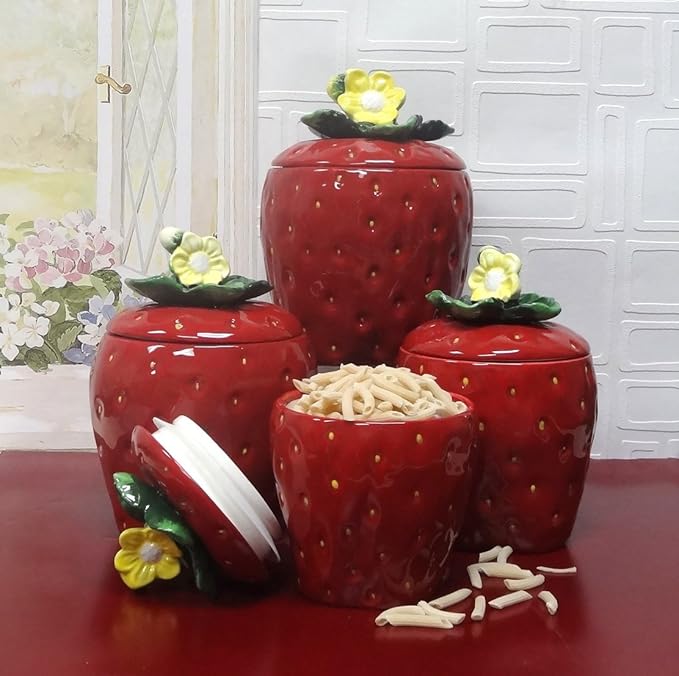 ACK Tuscany Strawberry Shaped, Set of 4 Canisters, 83501