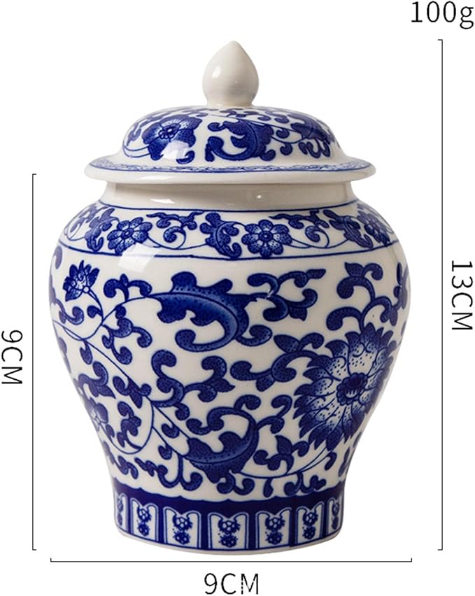 Gazechimp Ceramic Ginger Jar, Asian Ginger Jar Chinoiserie Gift Crafts Vintage Style Vase Porcelain Jars for Home Decor Office Tea Storage Party Home, Style A