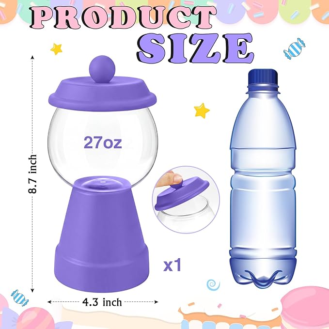 Thyle 27 oz Plastic Candy Jar with Lid Ceramic Candy Jar Food Storage Container for Easter Wedding Party Centerpieces DIY Gifts Game Table Ornament Holder Treats(Purple)