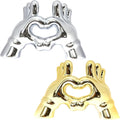 Zerzsy Heart Hands Sculpture Figurine Decor, 2 PCS Small Statue Shelf Decorative for Living Room Coffee Table, Loving Finger Statues Valentines Day Decorations Home Decor-Gold & Silver