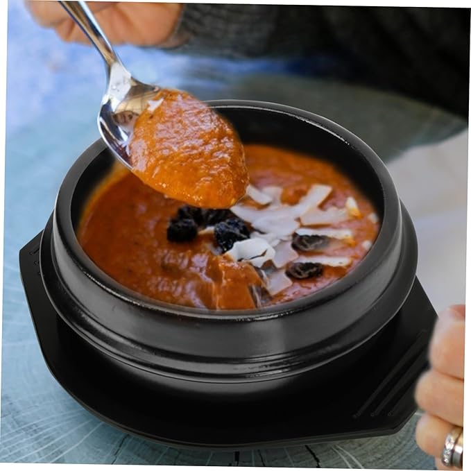 Healifty Heat-resistant Korean Stone Pot Ceramic Casserole for Korean Hot Pot Cooking Lid Steamed Egg Non-stick Even Heat Transfer
