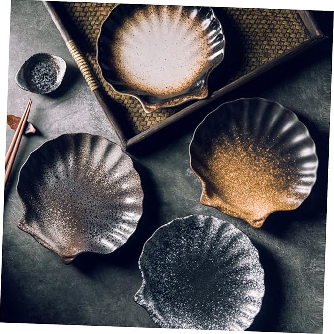 OUNONA 1pc Creative Shell-shaped Ceramic Plate for Home Restaurant Use Dinnerware for Salad Pasta Fruits Unique Design Easy to Clean for Entertaining