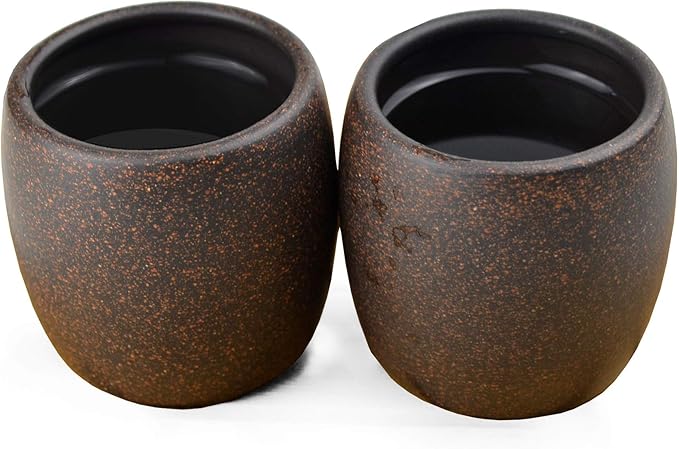 Teacup 2pcs Chinese Clay Genuine Black Sand Heijingan Zisha GongfuTea Cups (Round drum)