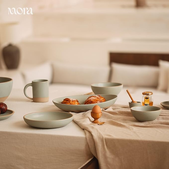 Mora Mini Ramekins Set of 4, 8oz Ceramic Pottery Baking Dishes - Microwave, Oven and Dishwasher Safe - Thyme