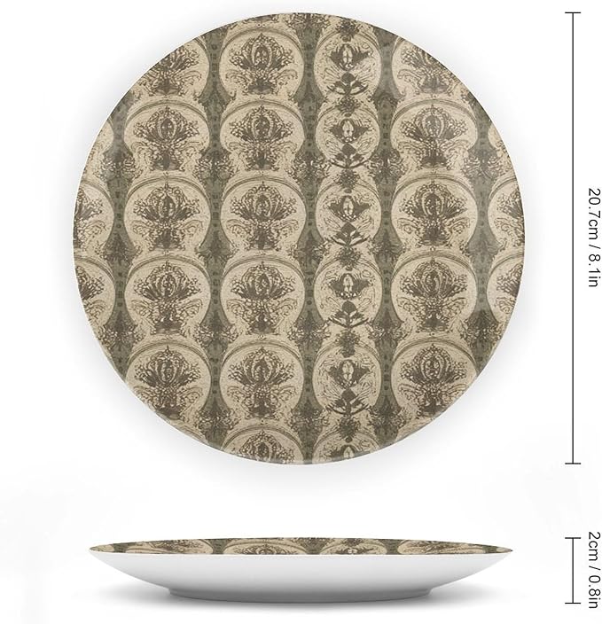 Geometric Western Ikat Vintage Plates Decor for Household Wedding Wall Customize Birthday Idea Gifts Ceramic Craft for Decorative Ornaments Including Bracket And Special Hook, Multi Sizes by Choosing
