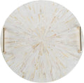 PEMAR Mother of Pearl Decorative Tray, 13"" Round with Gold Metal Handles, Vanity/Perfume/Trinket Tray, Catchall for Dresser, Bathroom, Vanity Table (White Sunlight), PM24-PM15