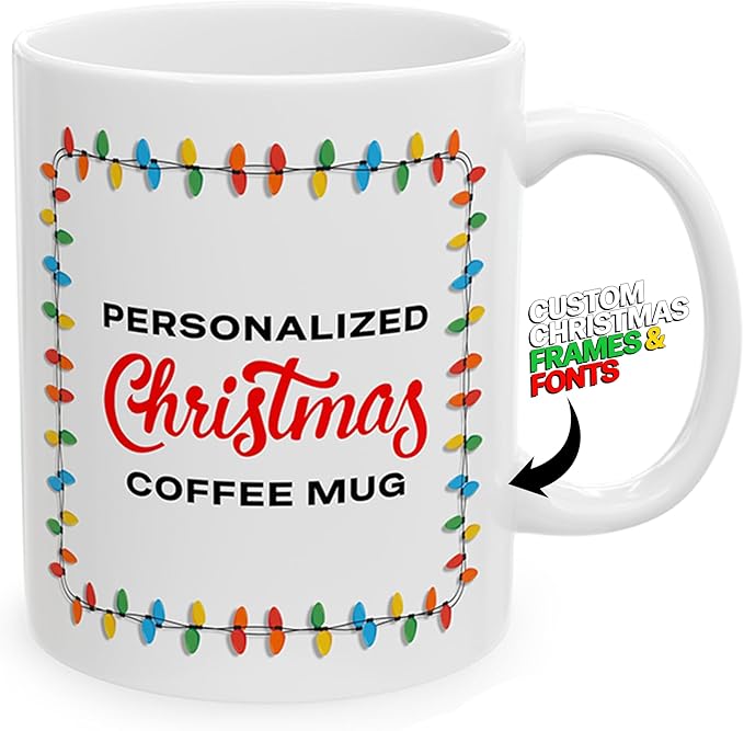 Personalized Christmas Mugs – Custom Photo & Name Holiday Coffee Cup, 11 to 15oz Ceramic Hot Cocoa & Coffee Mug (White, 11oz)