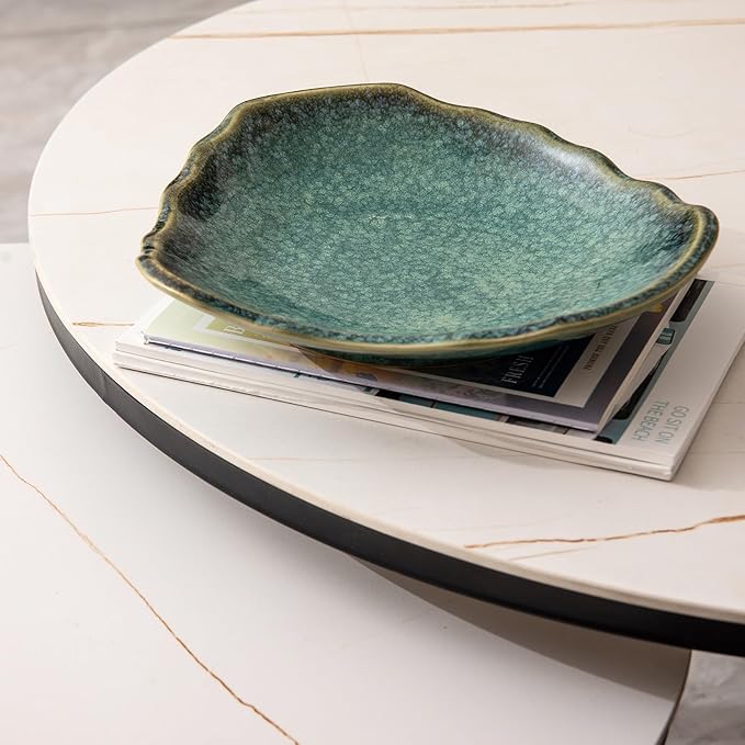 10'' Large Decorative Bowl - Ceramic Decorative Dish for Kitchen Counter, Key Bowl for Entryway Table, Modern Centerpiece Decor Dish for Home Decor Accents, .(10“GREEN)