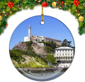 California San Francisco Island USA America Christmas Ornaments Ceramic Round Hanging Pendant Xmas Decor City Travel Souvenirs 3" Porcelain Double Sided