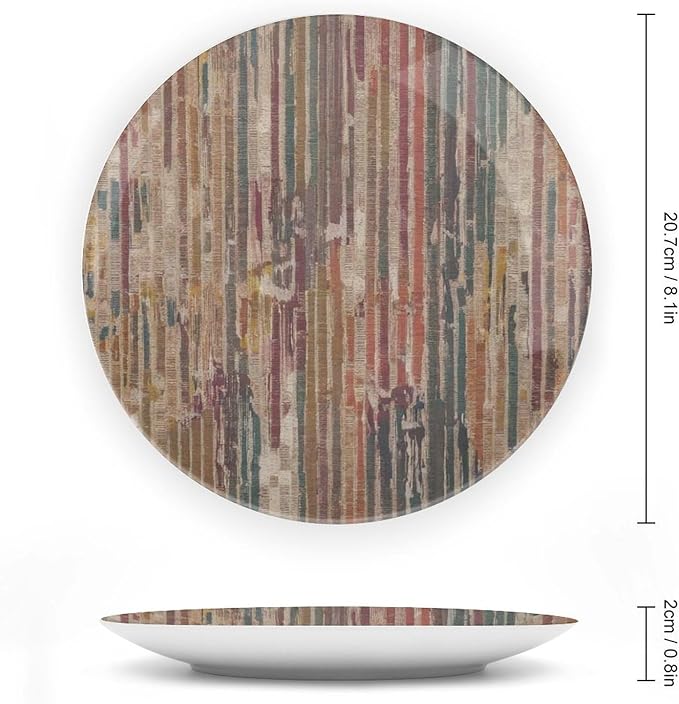 Christmas Plates Ceramic for Display Rainbow Stripes Abstract Display Wedding Supplies Chinese Plates with Display Stand Customize Gifts for Men Women, 6", 7", 8", 10"