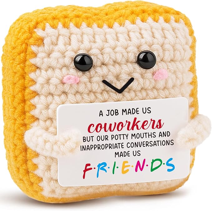 MAMAGIFTREE Funny Coworker Leaving Gifts for Women Men - Crochet Toast for Work Bestie, Friends - Unique Farewell, Going Away, Birthday Gift for Colleague, Office Friends