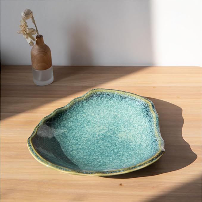 10'' Large Decorative Bowl - Ceramic Decorative Dish for Kitchen Counter, Key Bowl for Entryway Table, Modern Centerpiece Decor Dish for Home Decor Accents, .(10“GREEN)