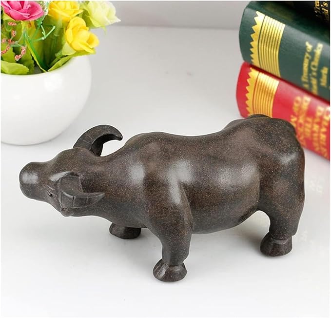 Sculpture Tabletop Ceramic Buffalo Statue Decoration Handmade Art Sculpture Decor Ornaments Desktop Purple Clay Pot Tea Pet Statues Decorations Statue of Wealth Statues