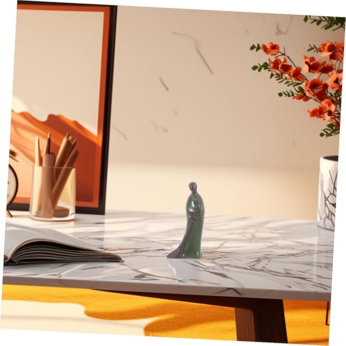 Ceramic Zen Monk Figurine Miniature Statue for Indoor and Outdoor Decor Realistic Asian Ornament Bonsai Accent Peaceful Meditation Sculpture for Living Room Table Centerpiece