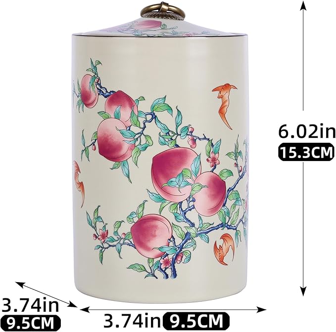 Chinoiserie Porcelain Decorative Jar with Lid,Home Decor Accent, Kitchen Canning Container, Jar for Loose Tea, Pen Holder,21oz Ceramic Vase & Storage Jar (FS Jar)