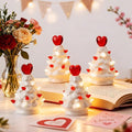 Leinuosen 6 Set Mini 4 Inch Ceramic Valentine's Day Tree Ornament with LED Lights Valentine Tree Hanging Light up Ornaments Pre Lit Hand Painted for Tabletop Home Table Holiday Decor (White, Heart)