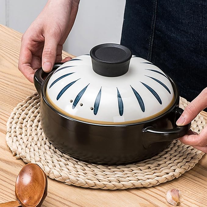 Large Ceramic Bowls, 1 Pc ceramic casserole boiling pot Porcelain Hot Pot Pot korean stone pot Oven enamelware cookware - Soup Pot induction ceramics -20.5X20.5X7CM(1.5L)