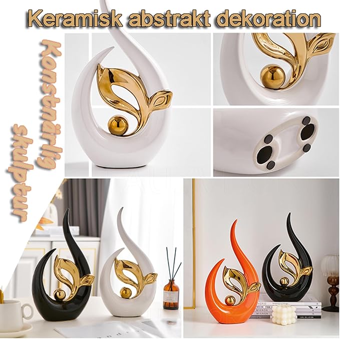 Sculptures Statues Ceramic Sculpture, Modern Decorative Abstract Sculptures, for Office Decorative Items, Decoration Living Room, Bedroom, Apartment, Green